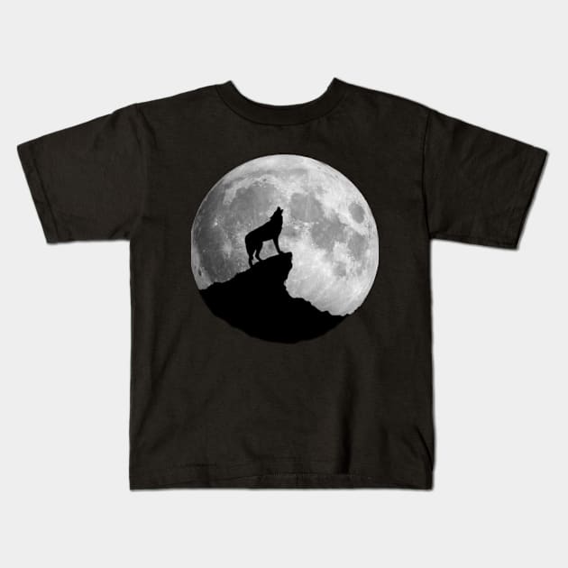 moon wolf t shirt Kids T-Shirt by  A W BEST  SHOP